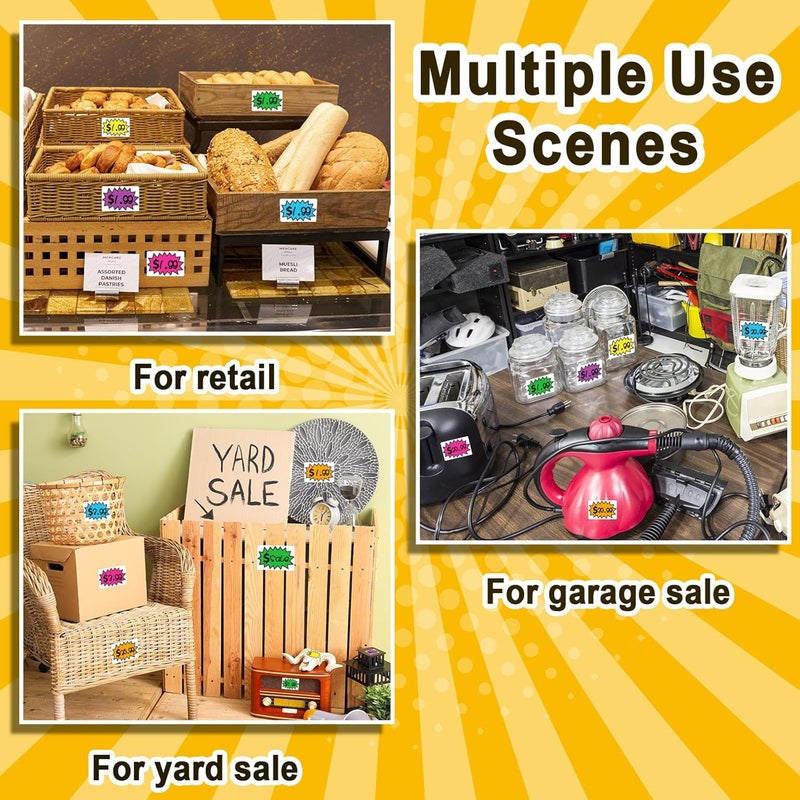 labelon 300 Pcs Garage Sale Stickers, (2"x3") Removable Adhesive Yard Sale Price tag Stickers with Space to Write Pricing, Rummage Sale Price Labels for Retail, Flea Market, Annual Community Sales - Image 5